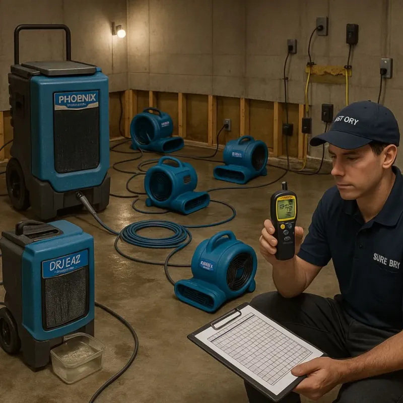 Structural Drying and Dehumidification process in Lake San Marcos, CA